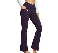 Generisch Pantaloni da equitazione da donna, taglie grandi, a vita alta, elasticizzati, stile casual, alla moda, con tasche, Lilla, M