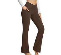 Generisch Pantaloni da equitazione da donna, taglie grandi, a vita alta, elasticizzati, stile casual, alla moda, con tasche, marrone, XXL