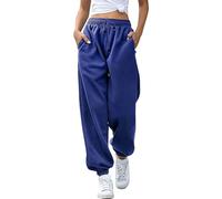 Generisch Pantaloni da jogging da donna, a vita alta, con tasche, per allenamento, tempo libero, comodi, per la vita quotidiana attiva, Blu, L