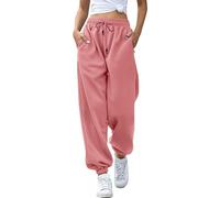 Generisch Pantaloni da jogging da donna, a vita alta, con tasche, per allenamento, tempo libero, comodi, per la vita quotidiana attiva, Colore: rosa., XXL