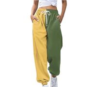 Generisch Pantaloni da jogging da donna con tasche laterali, traspiranti, per il tempo libero, comodi pantaloni elasticizzati con elastico in vita, per tutte le stagioni, giallo., M