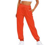 Generisch Pantaloni da jogging da donna, lunghi, slim fit, per il tempo libero, a vita alta, in cotone, da corsa, per il fitness, per il tempo libero, da viaggio, Colore: arancione., XXL