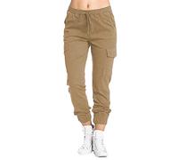 Generisch Pantaloni da jogging da donna, per fitness, con coulisse, opachi, in tinta unita, per il tempo libero, comodi per la corsa, la passeggiata, cachi, XL