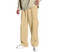 Generisch Pantaloni da jogging da ragazzo con gamba larga, pantaloni sportivi baggy, elastico termico, pantaloni cargo lunghi, pantaloni da jogging per bambini, cachi, 15-16 Anni