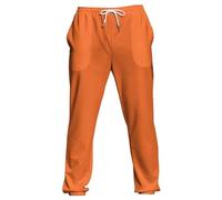 Generisch Pantaloni da jogging da uomo in tinta unita - classici pantaloni sportivi con elastico in vita | pantaloni casual basic per allenamento e uso quotidiano, Stil_a01 arancione, XL