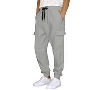 Generisch Pantaloni da jogging elasticizzati da uomo, traspiranti, taglio dritto, per il tempo libero, da jogging, in tinta unita, da allenamento, da uomo, in gomma, comodi, O grigio., S