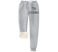 Generisch Pantaloni da jogging invernali da donna foderati con scritta "I'm Colder" - Pantaloni termici extra caldi con fodera in sherpa | Pantaloni morbidi per le giornate fredde, Stil_z02 grigio, L