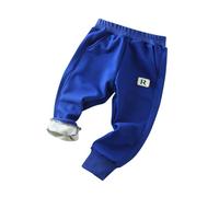 Generisch Pantaloni da jogging per bambini e bambini, per neonati, bambine, sportivi, attivi, da jogging, foderati in pile, spessi, caldi, pantaloni lunghi, Blu, 4-5 Anni