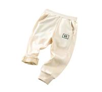 Generisch Pantaloni da jogging per bambini e bambini, per neonati, bambine, sportivi, attivi, da jogging, foderati in pile, spessi, caldi, pantaloni lunghi, beige., 3-4 Anni