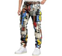 Generisch Pantaloni da lavoro da uomo, pantaloni cargo con molte tasche, alla moda, per attività all'aria aperta, lunghi, larghi, per il tempo libero, streetwear, hip hop, cargo, T-02 multicolore, 3XL