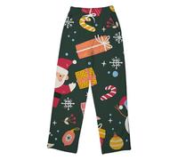 Generisch Pantaloni da pigiama da donna in pile con stampa festiva, elastico in vita, pratiche tasche per comode attività ricreative nella stagione fredda, Blu scuro, XXL