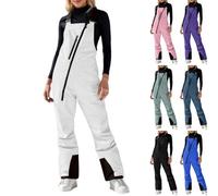 Generisch Pantaloni da sci da donna, impermeabili, con imbottitura termica, con salopette regolabili, per attività all'aria aperta, antivento, per snowboard, invernali, alla moda, in softshell