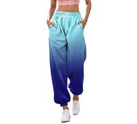 Generisch Pantaloni da sci di fondo da donna, stampati, pantaloni da jogging, borse, vita alta, sportivi, sportivi, sportivi, da jogging, con ali d'angelo, pantaloni da donna, Azzurro, L