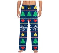 Generisch Pantaloni da uomo alla moda natalizia per il tempo libero con pratica coulisse, ampia tasca come comodi pantaloni natalizi, Blu, XL