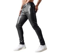 Generisch Pantaloni da uomo moderni con vestibilità aderente stretch per un'eleganza casual. Comoda libertà di movimento nella vita di tutti, Nero , L