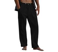 Generisch Pantaloni da uomo per il tempo libero, basic, lunghezza completa, ampia vita, lacci, alla moda, comodi, per tutti, Nero , M