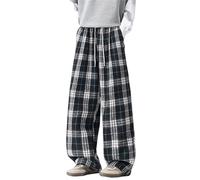 Generisch Pantaloni da uomo per il tempo libero con fodera a quadri, vita alta, vestibilità gamba per un comfort casual in look quotidiano, verde, 4XL