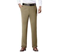 Generisch Pantaloni da uomo per il tempo libero, per quattro stagioni, elasticizzati, con taglio dritto, tessuto non necessita di stiratura, cachi, XXXL/40