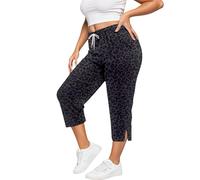 Generisch Pantaloni da yoga comodi ed elastici in grandi dimensioni con tasche, ideali per lo sport e la vita quotidiana., Nero , 7XL