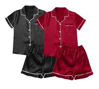 Generisch Pantaloni da yoga da donna, a 4 pezzi, a maniche corte e pantaloncini, set da donna, BK1, M