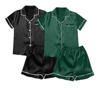 Generisch Pantaloni da yoga da donna, a 4 pezzi, a maniche corte e pantaloncini, set da donna, Bk2., 3XL