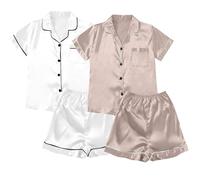 Generisch Pantaloni da yoga da donna, a 4 pezzi, a maniche corte e pantaloncini, set da donna, Wh6, 3XL