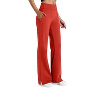 Generisch Pantaloni da yoga da donna a vita alta, pantaloni da jogging elasticizzati, per la pancia, sportivi, comodi, elastici, per il tempo libero, dritto, tinta unita, con tasche, A01, L