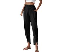 Generisch Pantaloni elasticizzati da donna Plus Size di alta qualità con pratiche tasche laterali, taglio largo, gambe lunghe, comodo compagno di tutti i giorni dal design semplice, ideali per tutti i