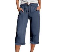 Generisch Pantaloni eleganti per il tempo libero da donna con elastico in vita e pratiche tasche. Compagno ideale per la primavera e la perfetta combinazione di comfort e stile casual, Blu marino, XXL