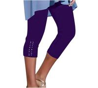 Generisch Pantaloni estivi da donna a tre quarti, leggings estivi a 3/4, in cotone, 7/8, leggings elasticizzati, a vita alta, pantaloni sportivi da donna, pantaloni estivi sottili, taglie grandi, per