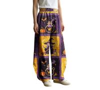 Generisch Pantaloni estivi da donna Palazzo con stampa di Halloween e tasche, traspiranti, per il tempo libero, leggeri, in tessuto, con elastico in vita, pantaloni sportivi, a gamba larga, morbidi