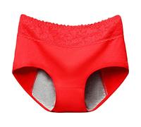 Generisch Pantaloni fisiologici da donna, mutandine in cotone con perdita laterale, slip a vita media, pizzo donna, biancheria intima donna, f, XXL