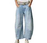 Generisch Pantaloni harem da donna con gamba larga, jeans da donna, dritto, a vita alta, casual, elasticizzati, palazzo, comodi e sbiaditi, alla moda, Celeste., L