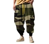 Generisch Pantaloni harem, da uomo, lunghi, per il tempo libero, comodi, per le attività all'aria aperta, con coulisse, traspiranti, per il fitness, verde militare, L