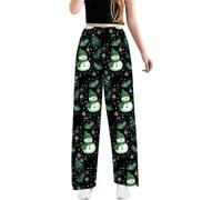 Generisch Pantaloni in morbido pile come biancheria da notte in flanella termica con vita elastica per un comfort confortevole mentre si rilassa a casa nella vita di tutti i giorni, Verde scuro, S