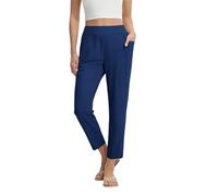 Generisch Pantaloni in tessuto da donna dal taglio elegante con gamba dritta, pantaloni affusolati con vita alta e tasche laterali, versatili per l'ufficio e la vita quotidiana, Stile_s06 blu navy, L