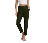 Generisch Pantaloni in tessuto da donna dal taglio elegante con gamba dritta, pantaloni affusolati con vita alta e tasche laterali, versatili per l'ufficio e la vita quotidiana, Stile_s03 verde, L