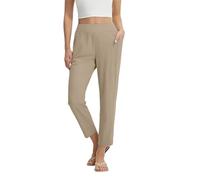 Generisch Pantaloni in tessuto da donna dal taglio elegante con gamba dritta, pantaloni affusolati con vita alta e tasche laterali, versatili per l'ufficio e la vita quotidiana, Stile_s05 cachi, S