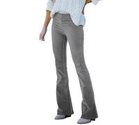 Generisch Pantaloni in velluto a coste da donna, taglio a vita alta, svasati, extra lunghi, slim fit, dritto, gamba larga, per il tempo libero, tinta unita, casual, con tasche, grigio., S