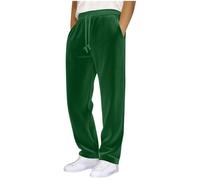 Generisch Pantaloni in velluto a coste, da uomo, a gamba larga, per il tempo libero, sportivi, elasticizzati, in vita, dritti, con coulisse, pantaloni da palazzo con tasche, verde, XL