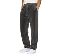 Generisch Pantaloni in velluto a coste, da uomo, a gamba larga, per il tempo libero, sportivi, elasticizzati, in vita, dritti, con coulisse, pantaloni da palazzo con tasche, grigio., M