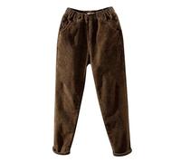 Generisch Pantaloni invernali da donna, caldi, con gamba dritta, in pile, elasticizzati, imbottiti, per anziani, pantaloni da jogging in tinta unita, per tutti i giorni
