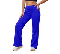 Generisch Pantaloni larghi da donna Palazzo con vita alta, eleganti pantaloni in tessuto a gamba larga | Pantaloni fluenti per il tempo libero per un aspetto elegante, Stil_v02 blu, 5XL