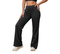Generisch Pantaloni larghi da donna Palazzo con vita alta, eleganti pantaloni in tessuto a gamba larga | Pantaloni fluenti per il tempo libero per un aspetto elegante, Stil_v01 Nero, M