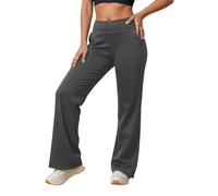 Generisch Pantaloni larghi da donna Palazzo con vita alta, eleganti pantaloni in tessuto a gamba larga | Pantaloni fluenti per il tempo libero per un aspetto elegante, Stil_v05 Grigio, 4XL