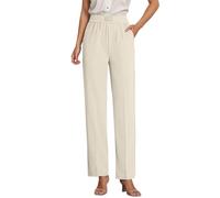 Generisch Pantaloni leggeri da donna per il tempo libero, morbido tessuto elasticizzato con elastico in vita per un comfort quotidiano, qualità traspirante, beige., 7XL