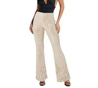 Generisch Pantaloni luccicanti da donna con paillettes a taglio alto, seducenti per discoteca, eleganti pantaloni da festa per occasioni speciali, decorazioni scintillanti sottolineano la femminilità