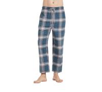 Generisch Pantaloni lunghi da donna, in cotone, per rilassarsi, extra morbidi e caldi, a quadretti, per l'inverno, per il tempo libero, a quadri, con tasca con coulisse, O azzurro, M