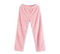 Generisch Pantaloni lunghi da pigiama da donna in pile felpato, sportivi, per la libertà, morbidi, comodi, caldi, in tinta unita, Colore: rosa., M
