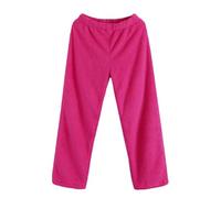 Generisch Pantaloni lunghi da pigiama da donna in pile felpato, sportivi, per la libertà, morbidi, comodi, caldi, in tinta unita, Colore: rosso, XXL